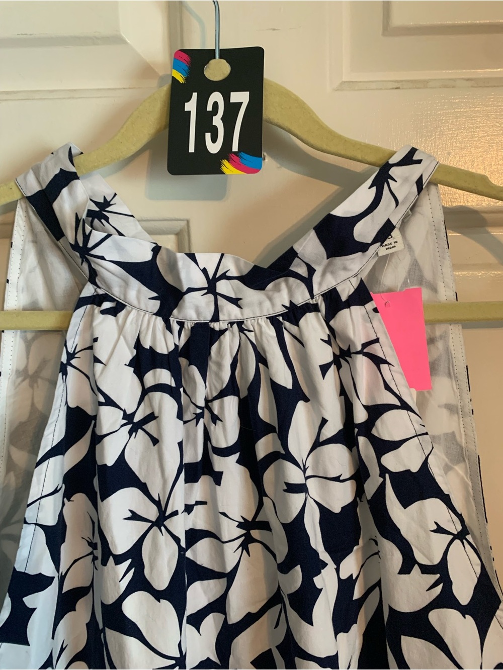 J. Crew White Halter Dress with Navy Floral Detailing NWT - Picture 3 of 11